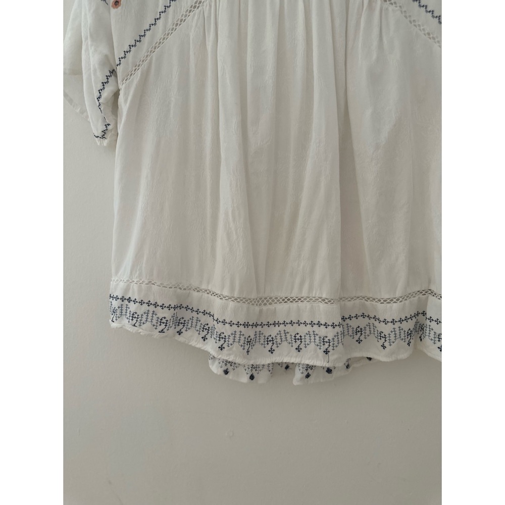 Knox Rose White Short Sleeve Embroidered Peasant Top - Picture 2 of 7